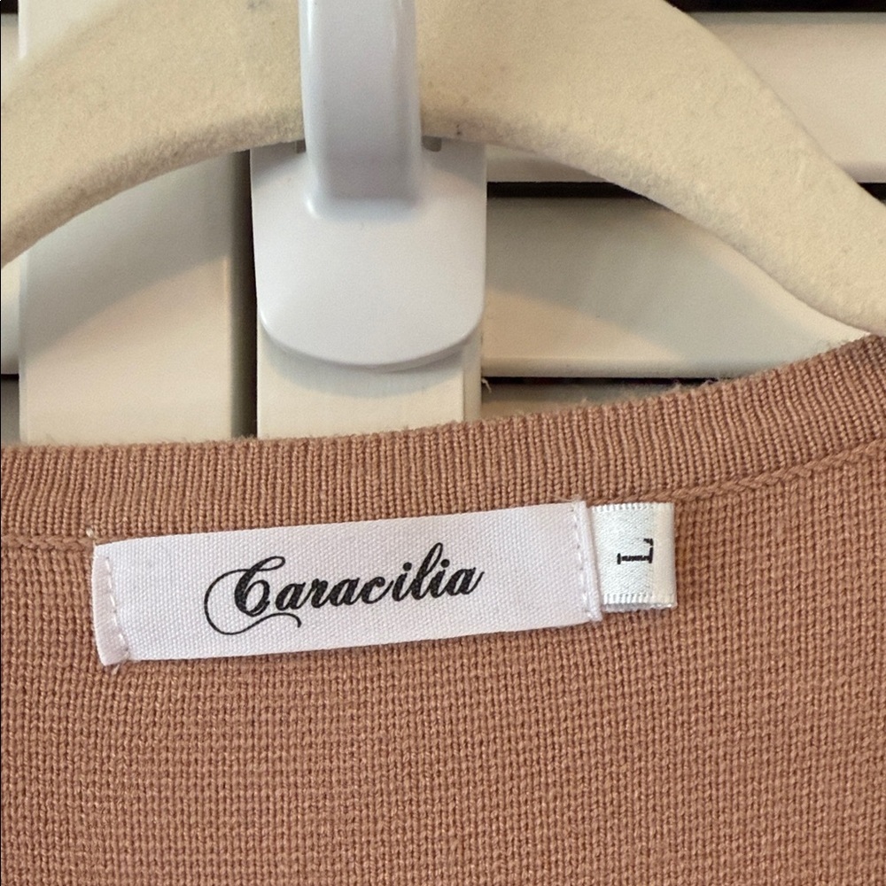 Caracilia (Amazon) Elegant Tan Cardigan Sweater - Picture 2 of 7